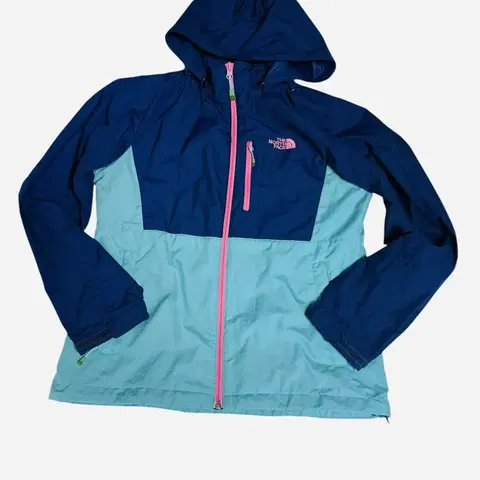 노스페이스 여성 바람막이 90 (네이비 아쿠아 핑크 배색)