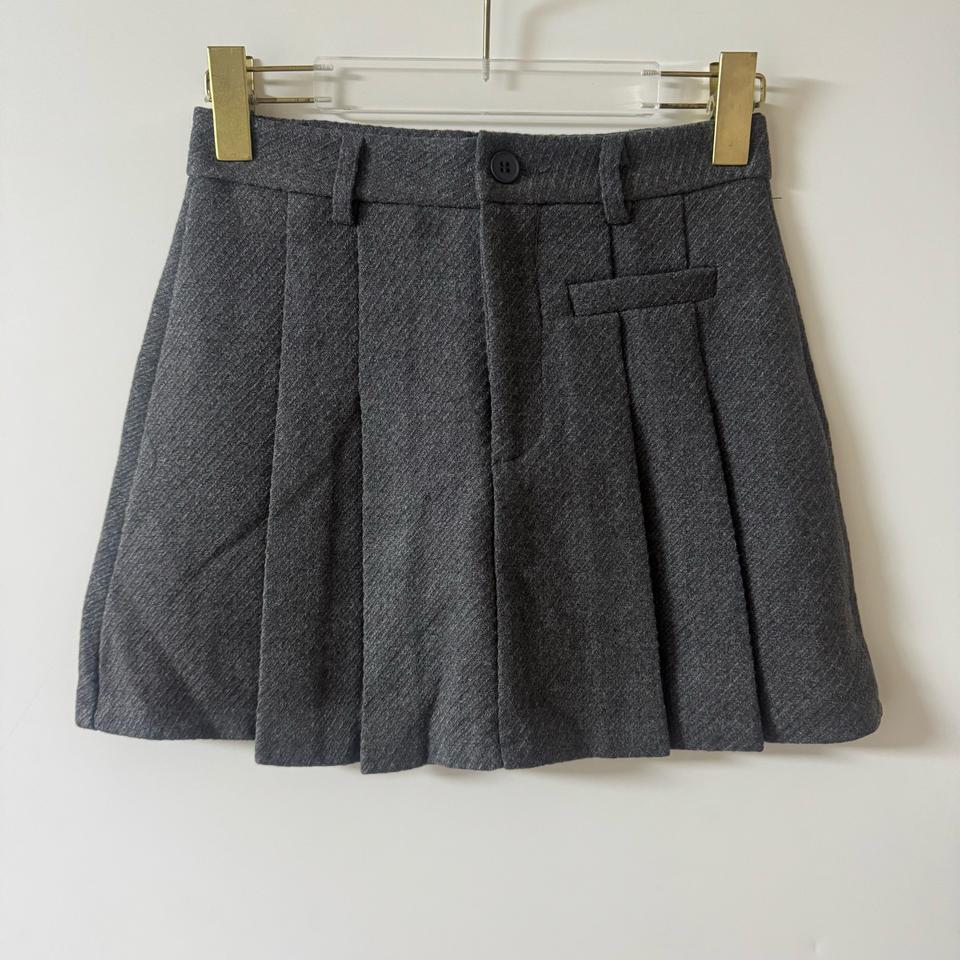 새상품 여자 모직 플리츠 스커트 S (그레이)