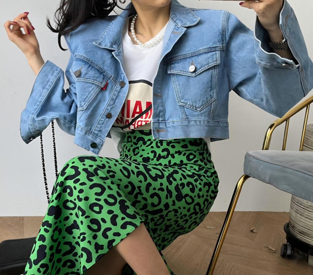 제이핏 크롭 데님 자켓