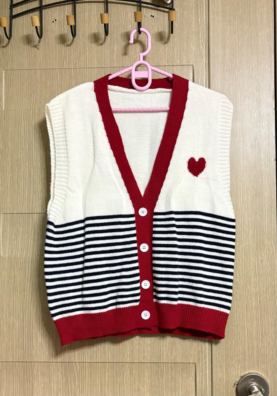 하트 단가라 니트조끼