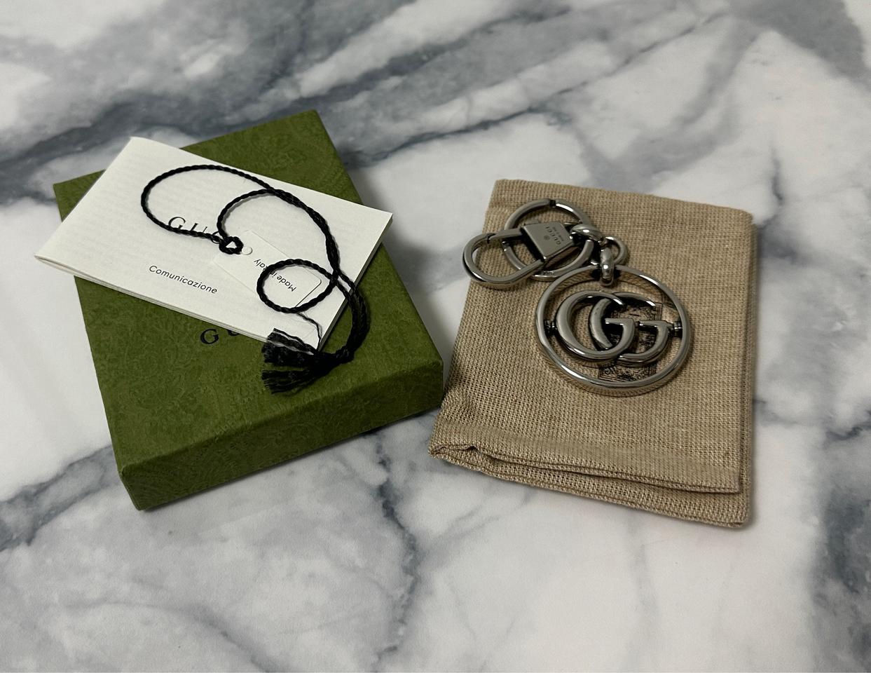 [F] 구찌 마몬트 더블 G 실버 키링 (1회사용)