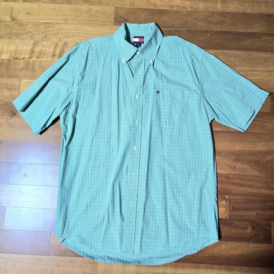 타미힐필거  남성 체크반팔셔츠  (M) - Used