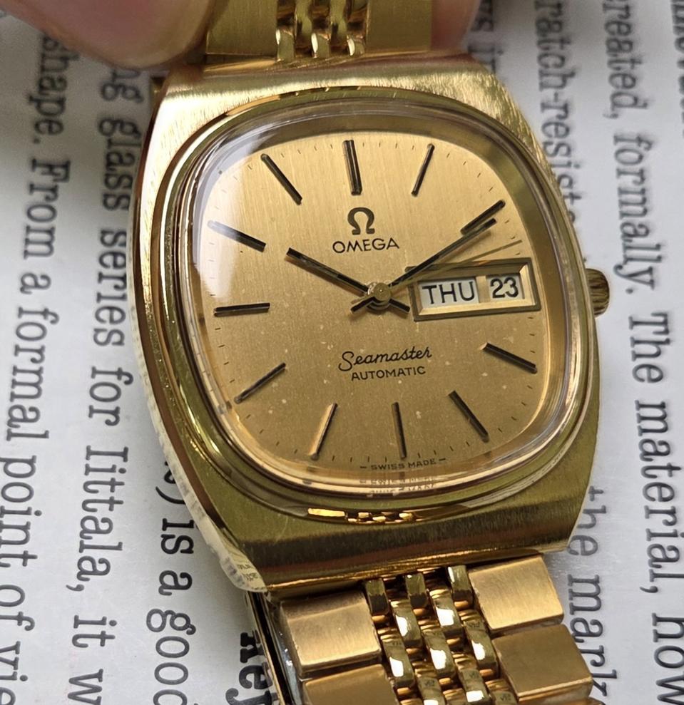 레어] 빈티지 오메가 씨마스터 테레비 올금장 파티나다이얼 (일자형 러