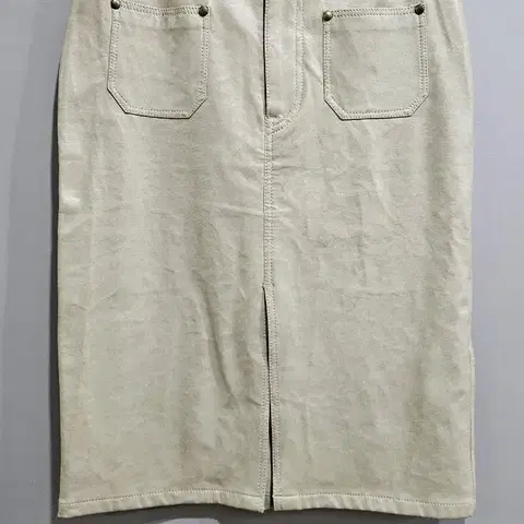 [ 1+1 ] SWIFT ) 베이지 레더 스커트 M