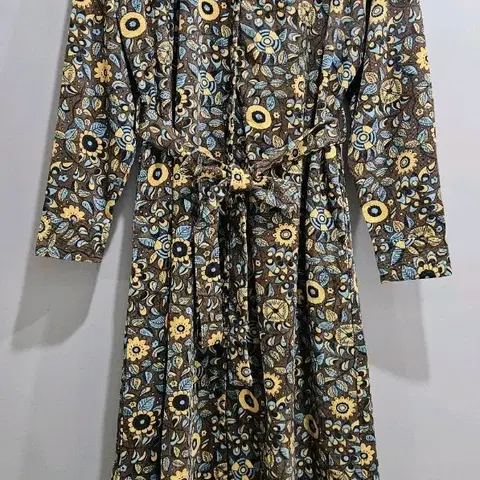 [ 1+1 ] Elcamino ) 브라운 페이즐리 코듀로이 롱 원피스 F