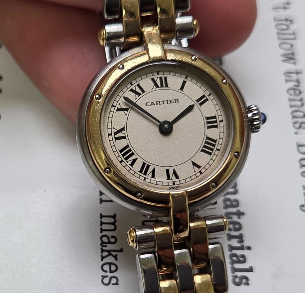 까르띠에 팬더 방돔 18K콤비 요구르트판 상위 2줄버전 블루핸즈 여성용