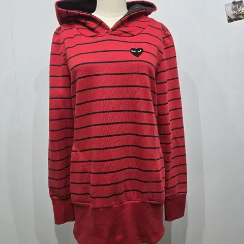 꼼데가르송 레드 스트라이프 후드티