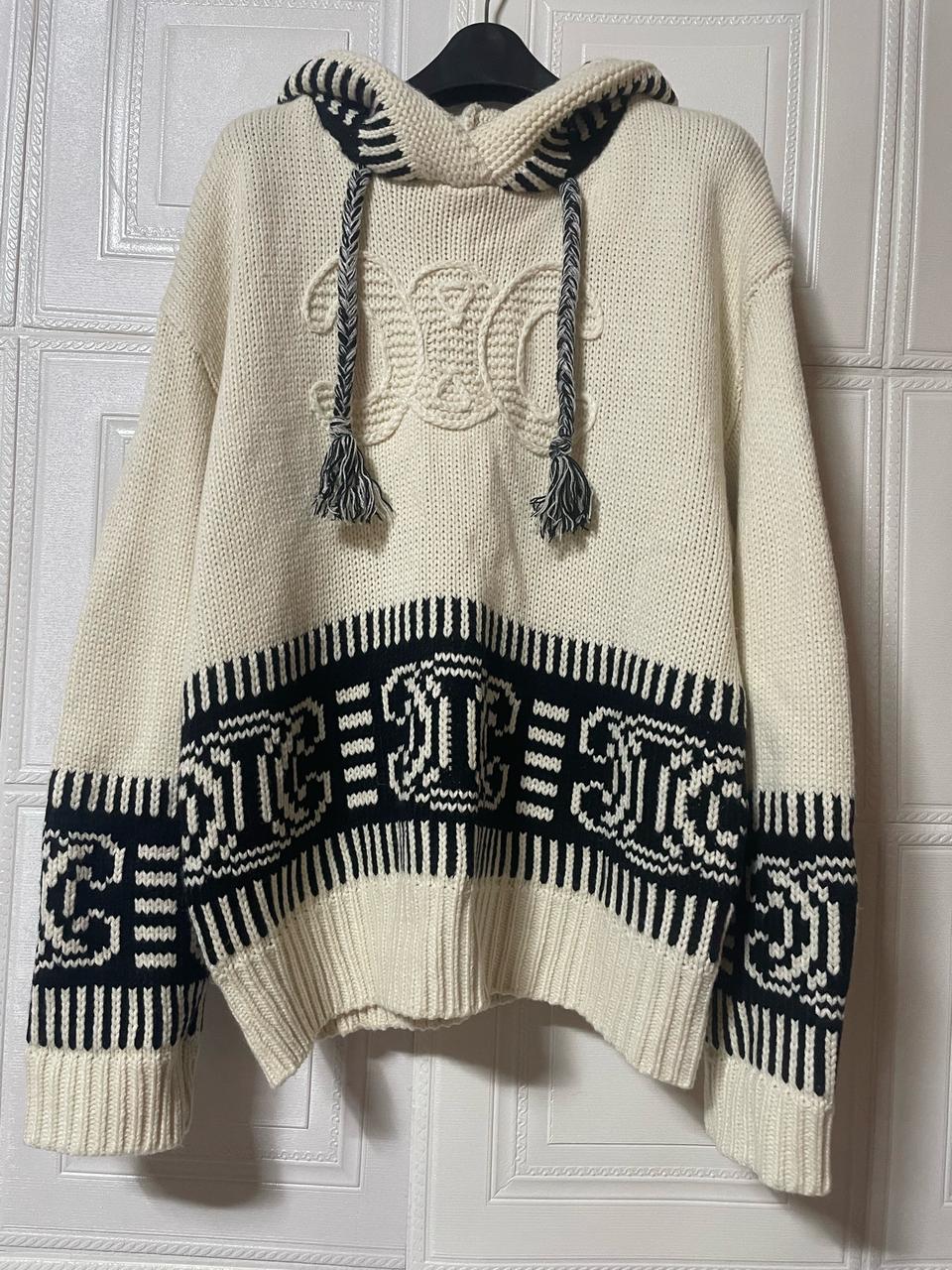 로고 후드 니트티 스웨터