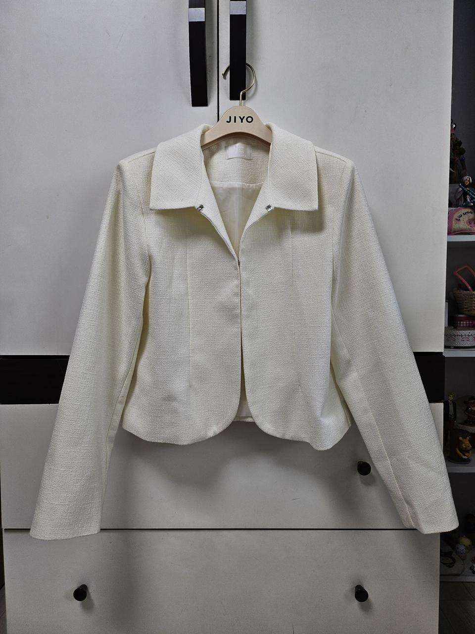 아이보리 트위드 카라 자켓