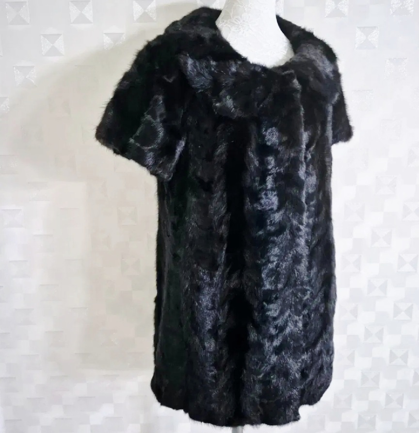 플라망고/캡소매 하프롱 밍크조끼/55/66