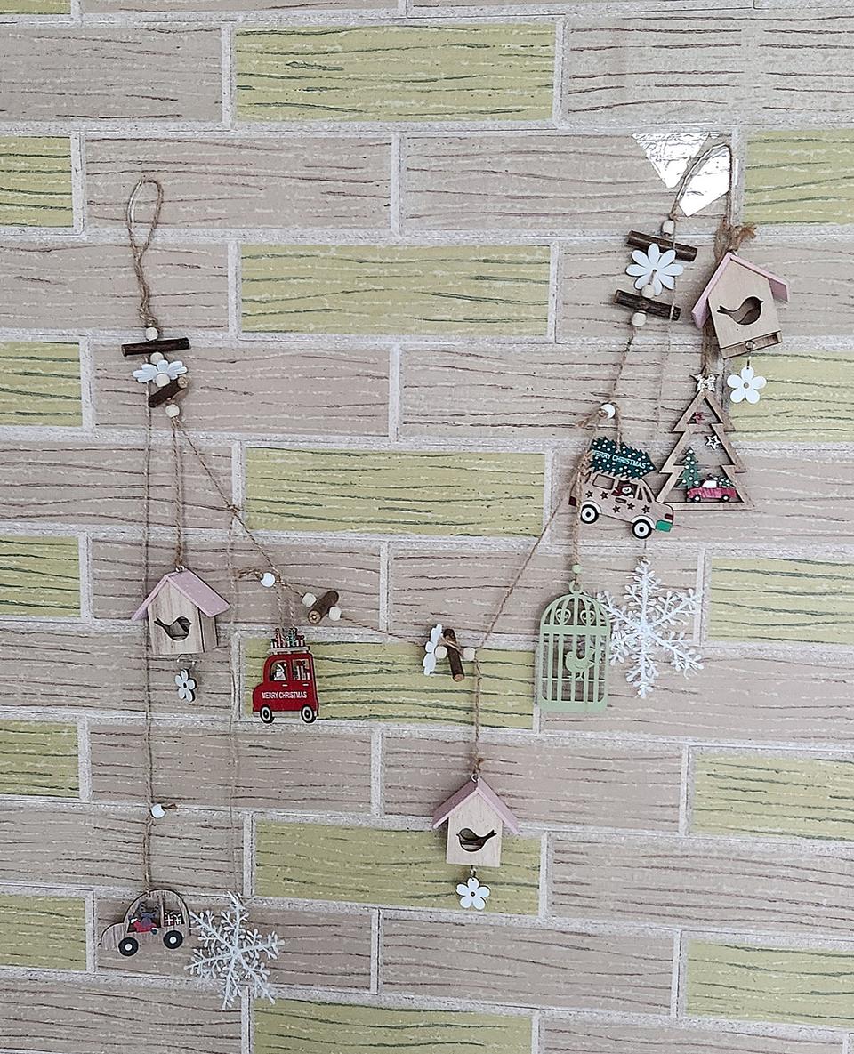 새상품)크리스마스 원목 가렌드 자동차 새집 눈 새장 인테리어소품