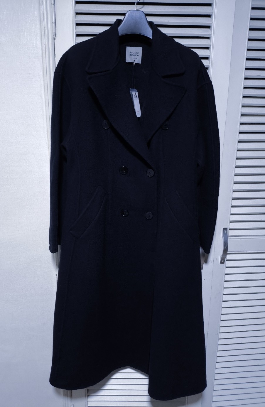 새거 80 톰보이 더블 롱코트