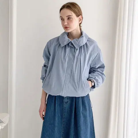 [새상품] 카라 셔링 주름 블루종 자켓 바스락 바람막이점퍼 데일리 출근룩