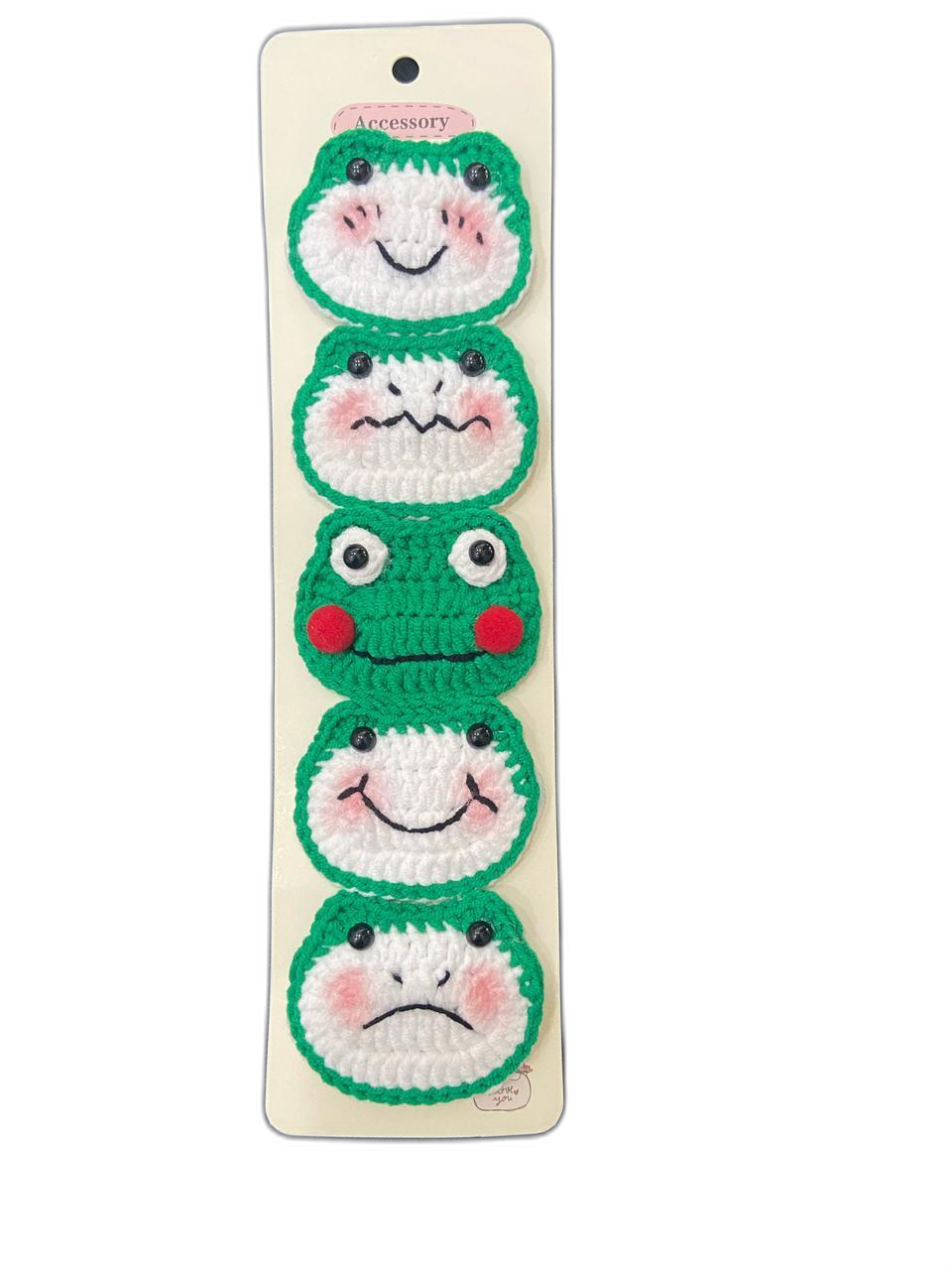 개구리머리핀 손뜨개 핸드메이드