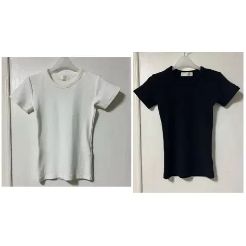 11AM 제작 골지 라운드 반팔티 S 화이트/블랙 세트 25년 4월제품