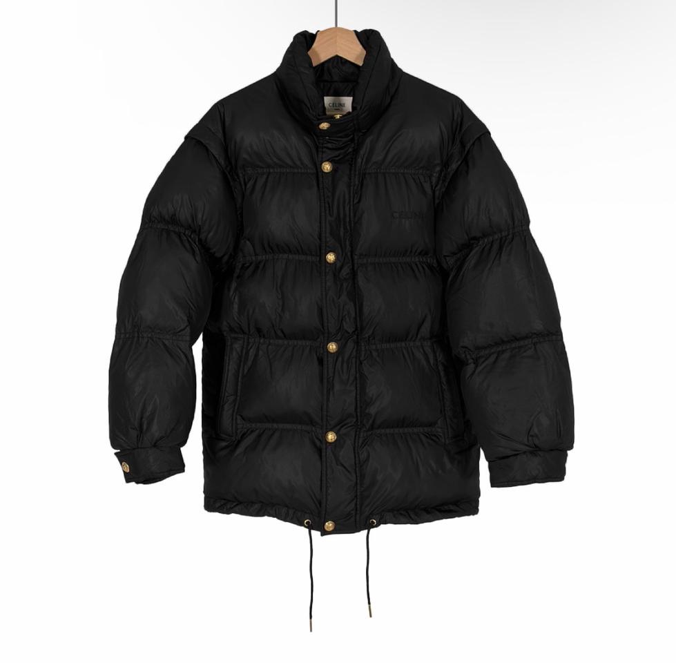 [34] 셀린느 여성 자수로고 트리오페 퀄팅 푸퍼 패딩 조끼 자켓 블랙