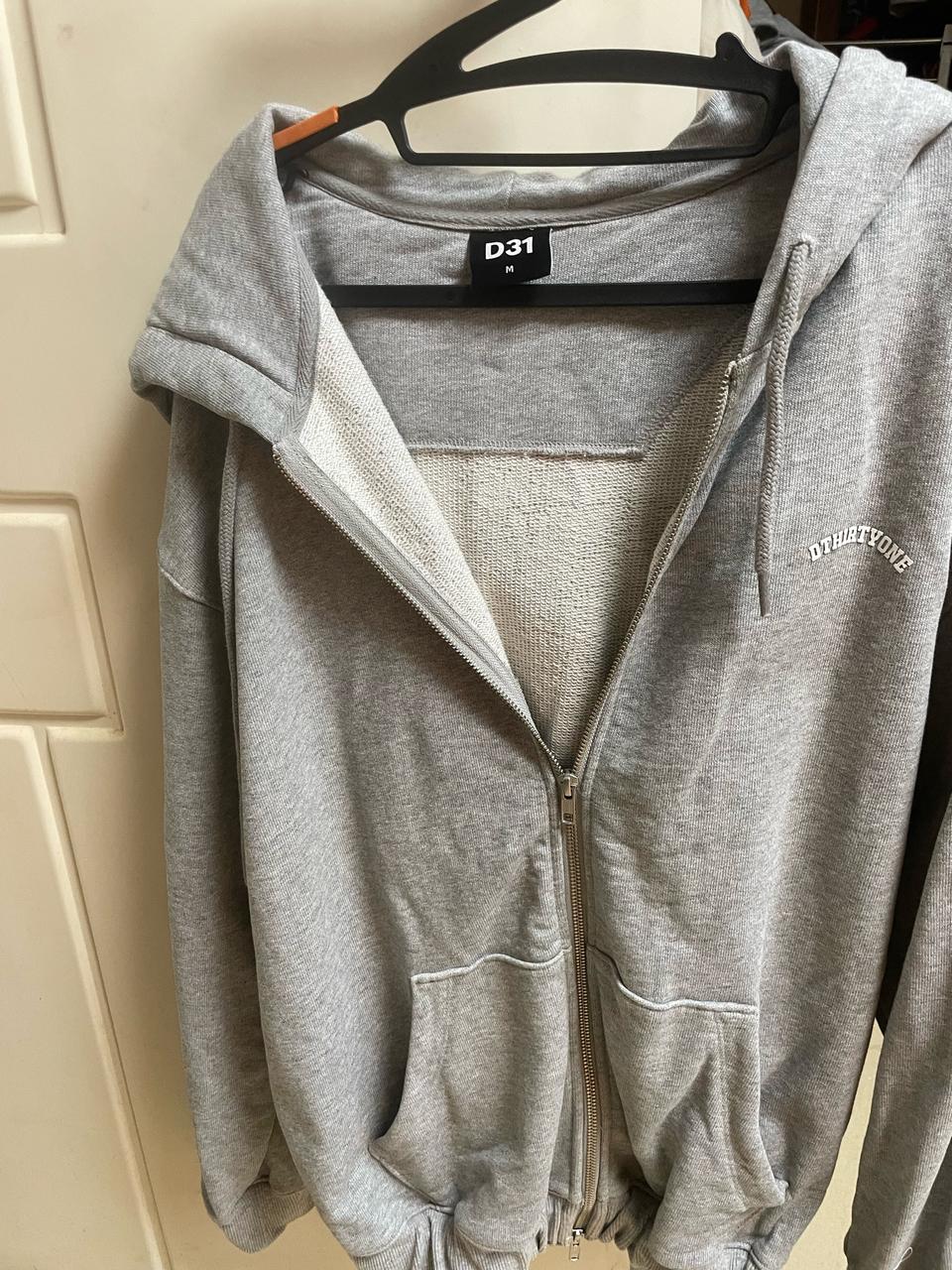 D31 회색 오버핏 후드집업