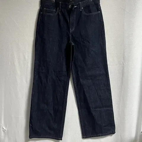 유니클로 진청 와이드핏 데님팬츠 청바지 26