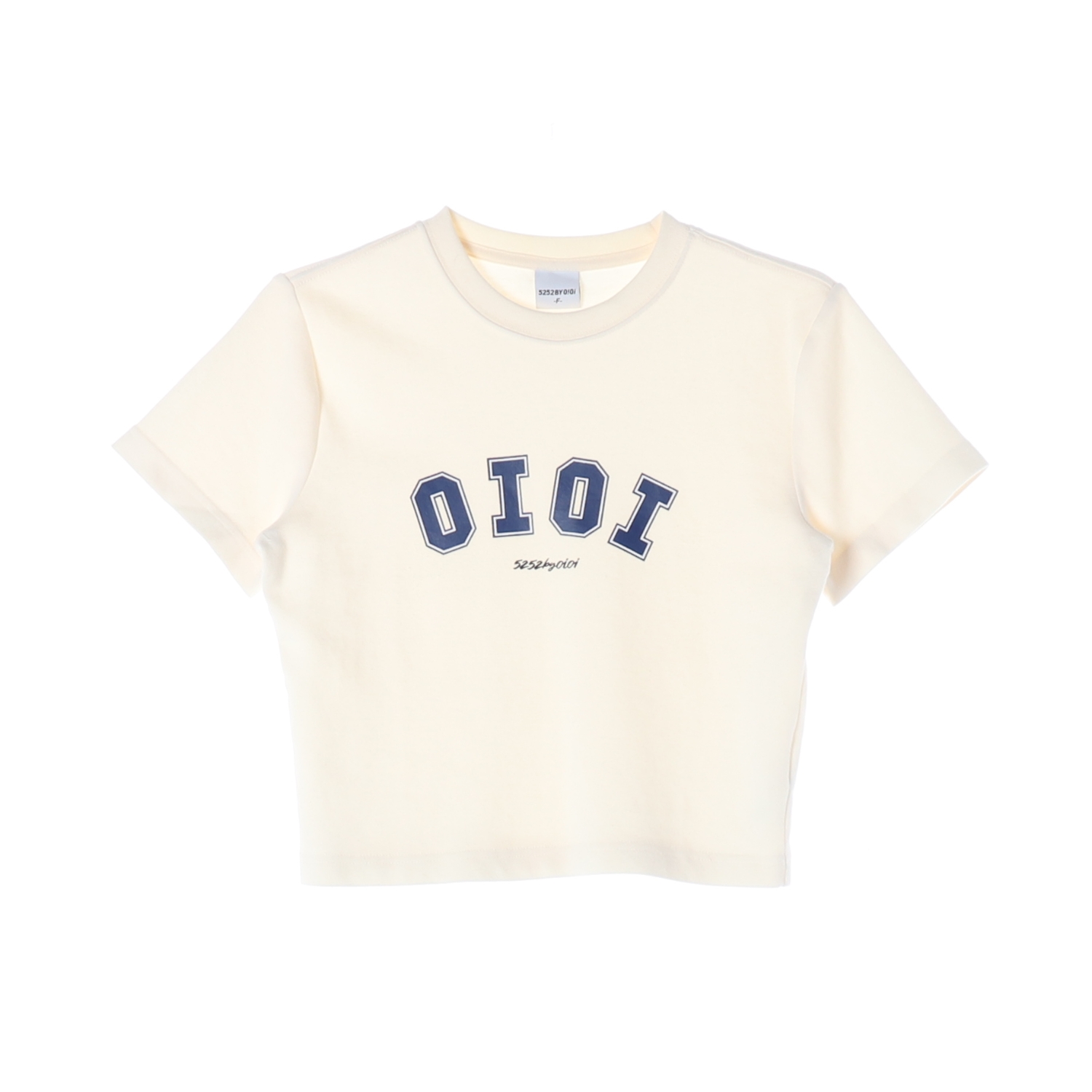 OIOI 오아이오아이 22SS 크림 시그니처 로고 반팔 크롭 티 티셔츠