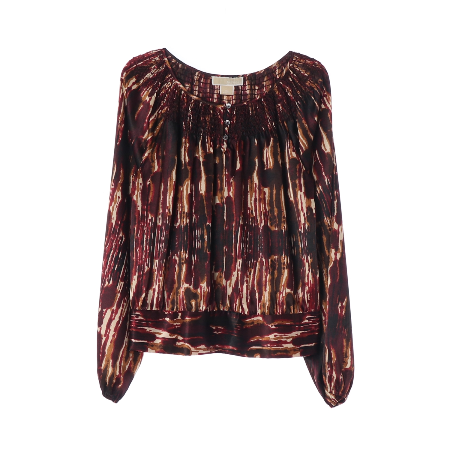 마이클코어스 버건디 패턴 라운드 긴팔 블라우스 M