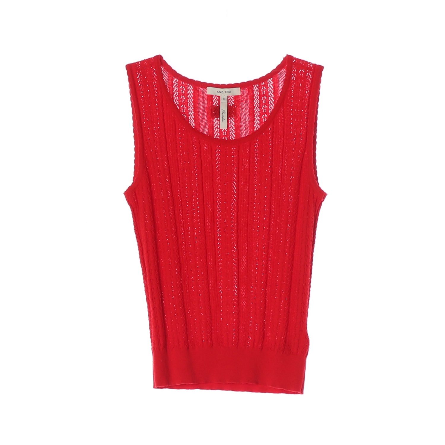 AND YOU 앤유 레드 Villano 빌라노 크로셰 슬리브리스 니트 나시 세트