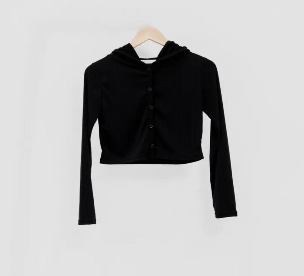 크롭 후드 가디건