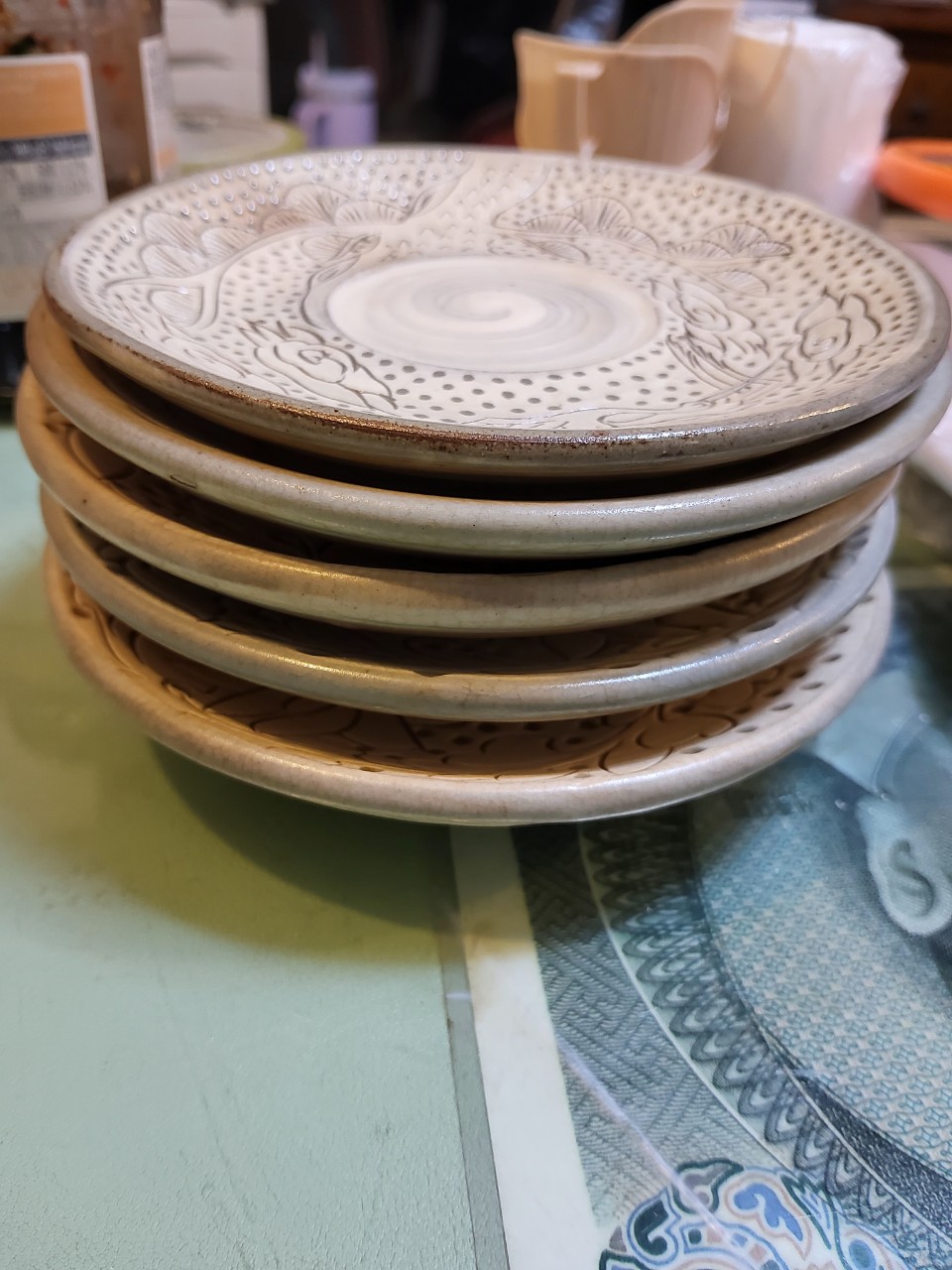 한창문철화연화,거북문소접시