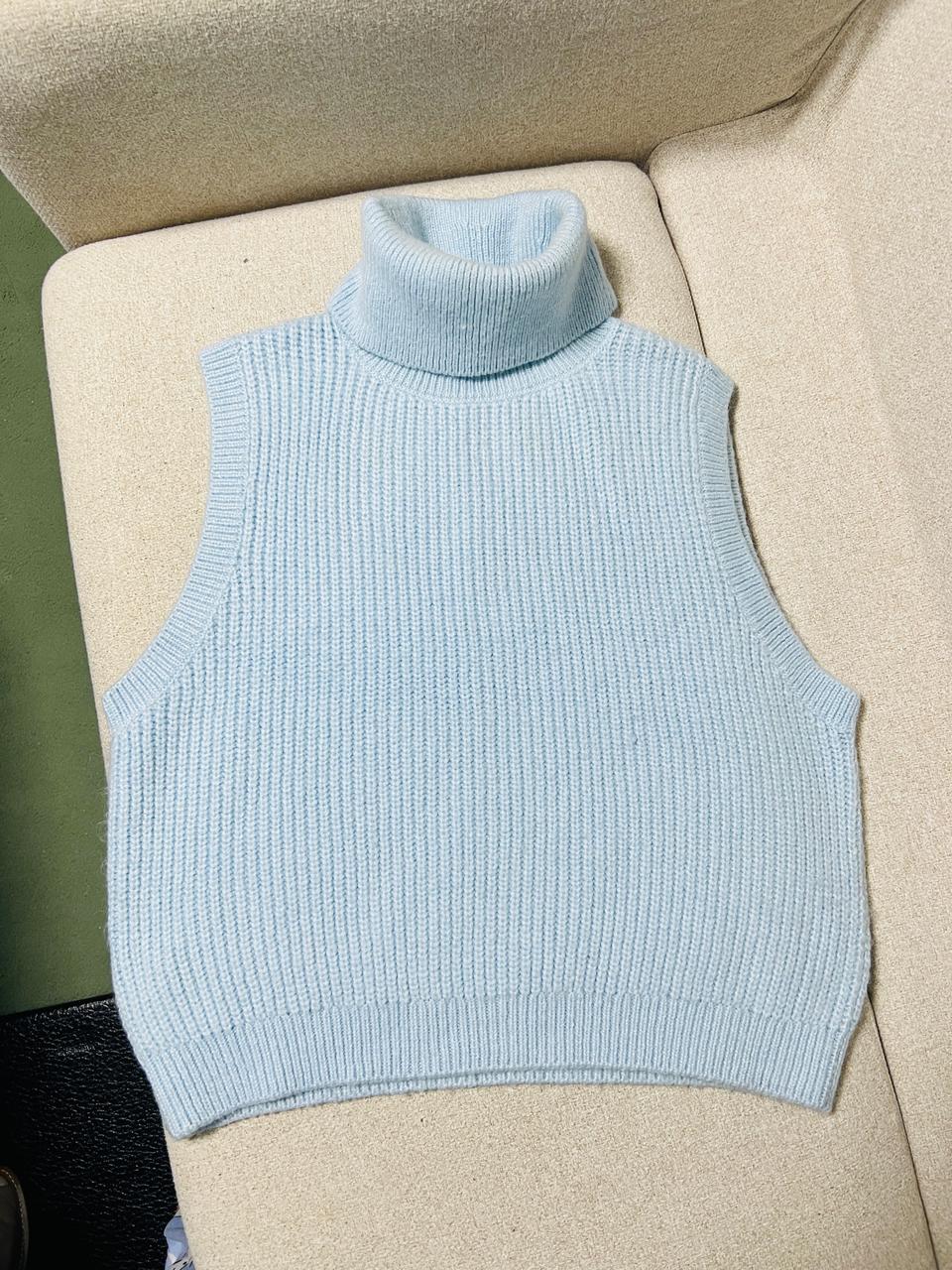 망고 터틀넥 니트 조끼 S