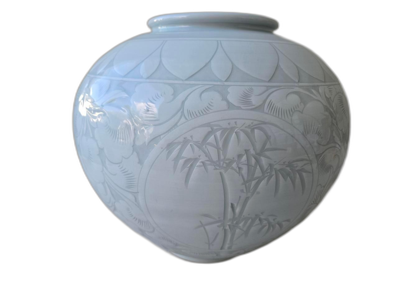 12359. 월성/사군자 달 도자기