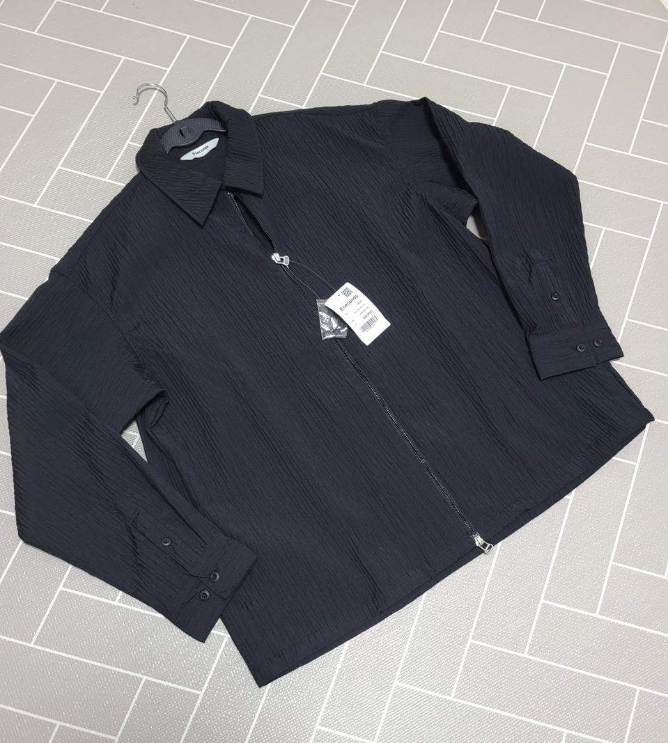 새상품) 에잇세컨즈 플리츠 집업 셔켓 블랙 L