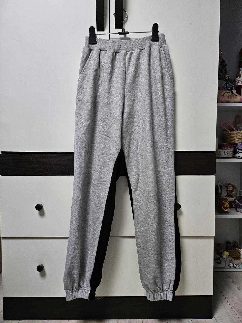 그레이 블랙 반반 팬츠 바지