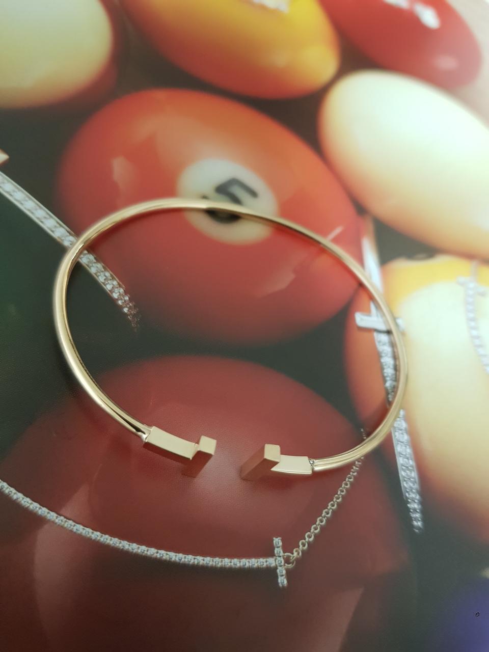 18k 트렌디 할로우 오픈 와이어 뱅글 팔찌