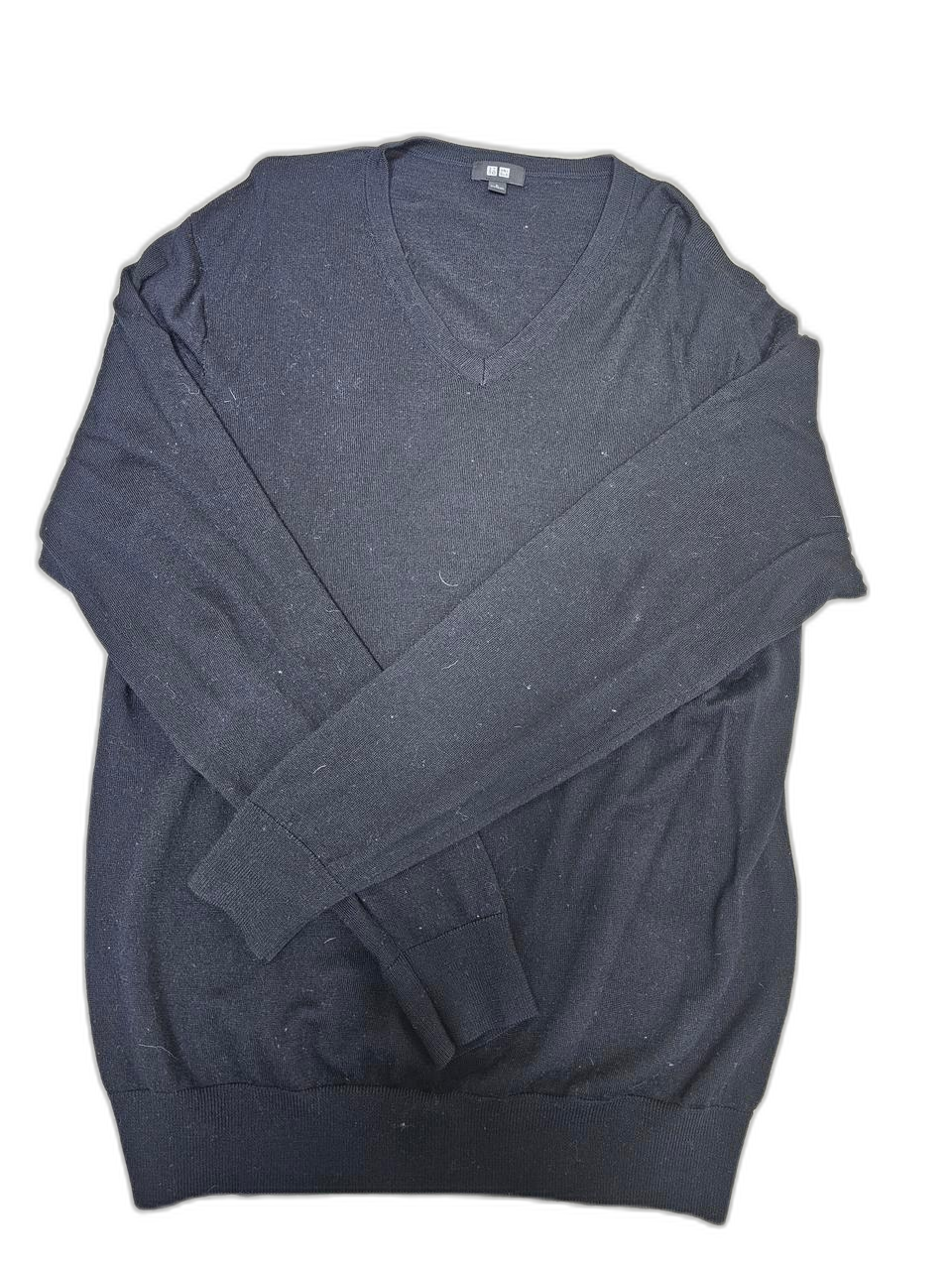 유니클로 블랙 V넥 모 니트 L