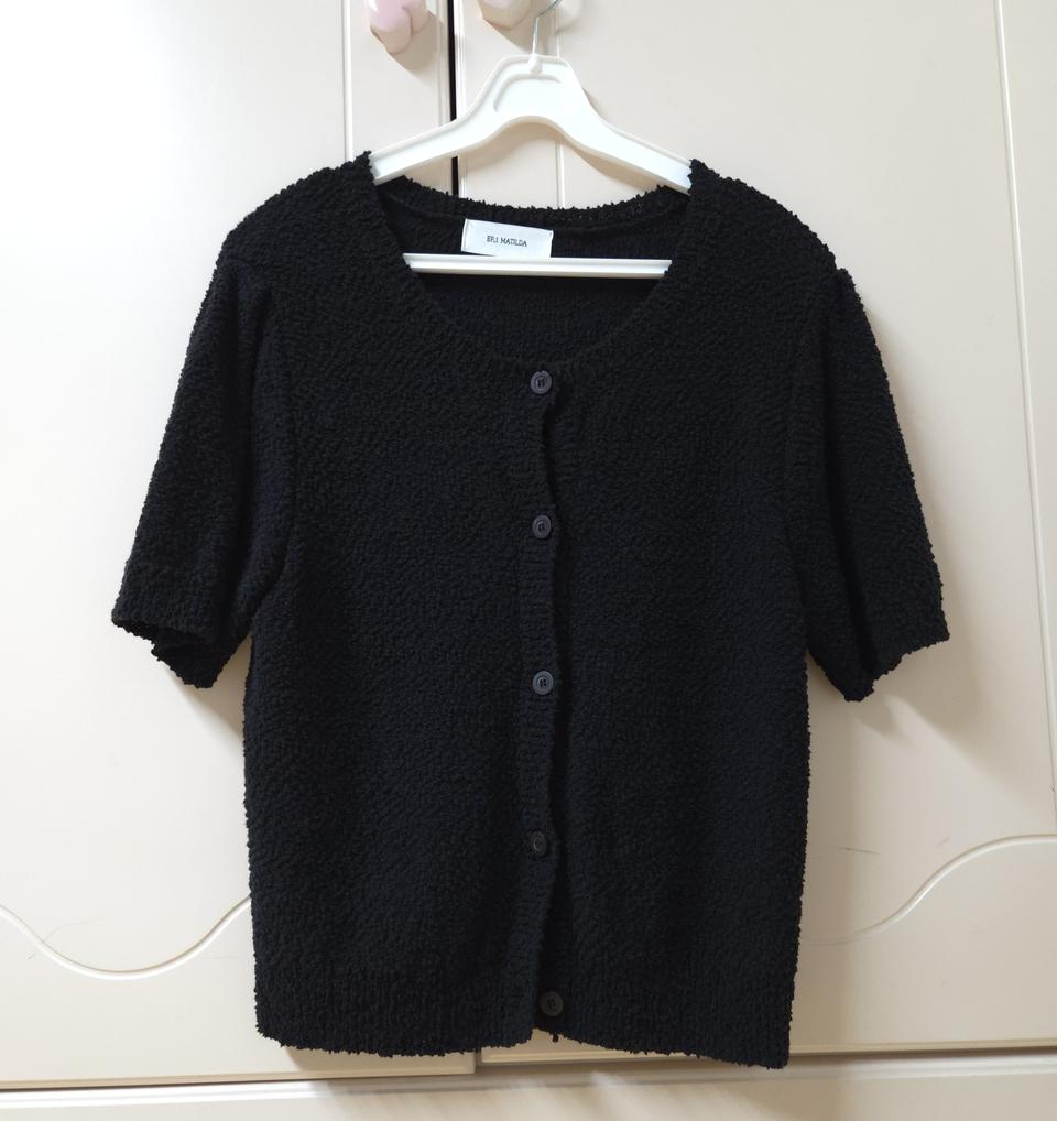 새상품) 고퀄 여성 부클 반팔 가디건 블랙 [free]