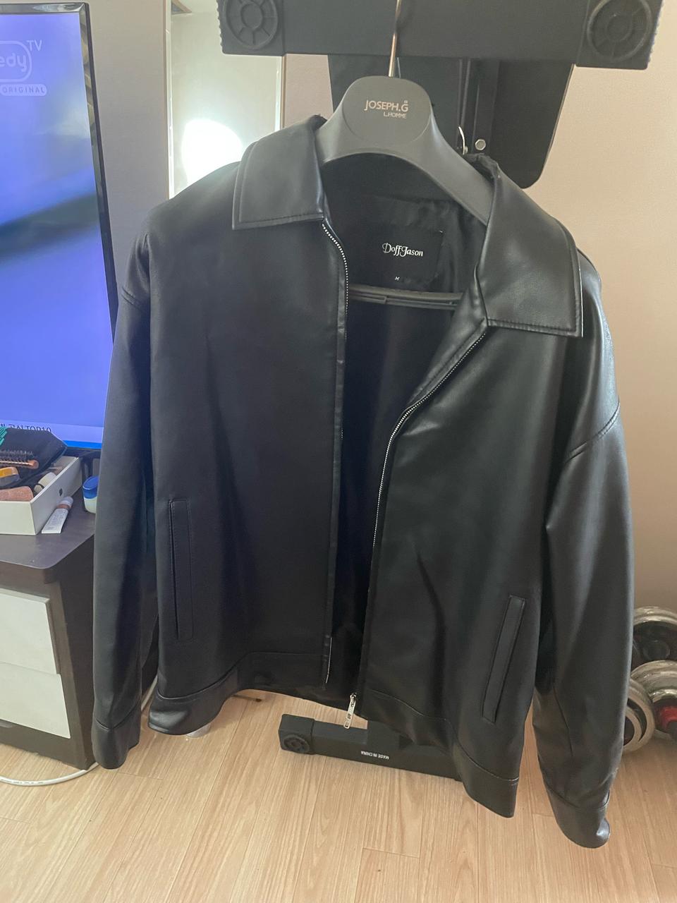 도프제이슨 블랙 레더 자켓 L