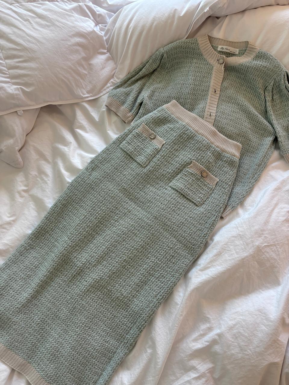 트위드 롱스커트 세트셋업