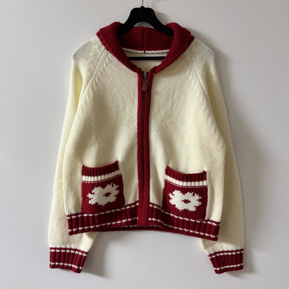 새상품 여자 니트 플라워 포켓 가디건