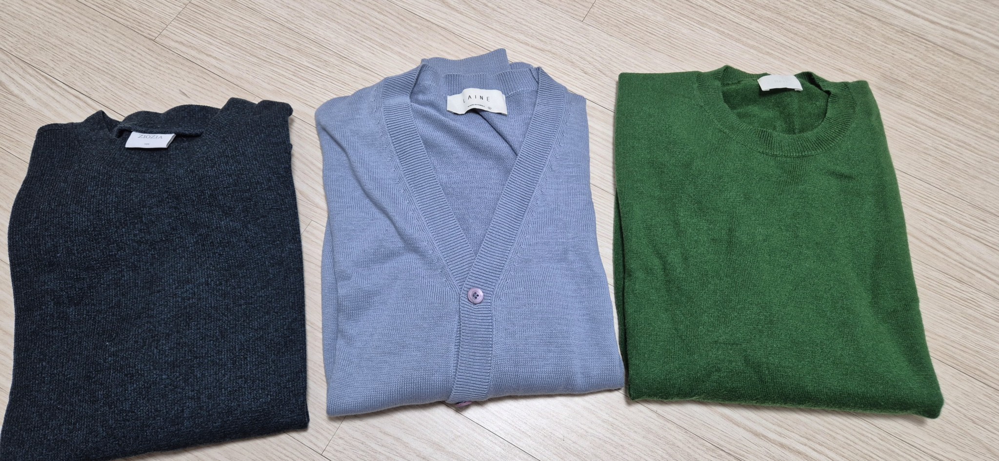 남성 니트.가디건. 100사이즈 3벌