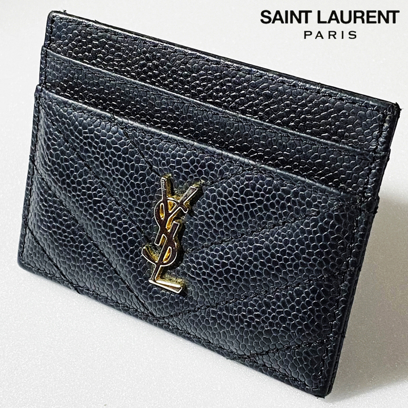 SAINT LAURENT 생로랑 마틀라세 모노그램 금장 카드지갑