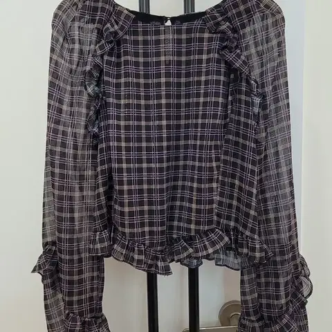 살롱드욘 SALON DE YOHN 체크 시스루 블라우스 S사이즈