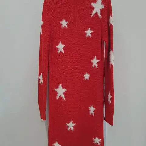 타미힐피거 레드 별 패턴 니트 원피스 44~55