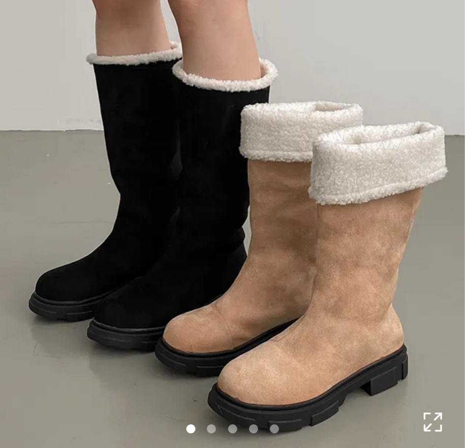 양털 퍼 스웨이드 롱부츠