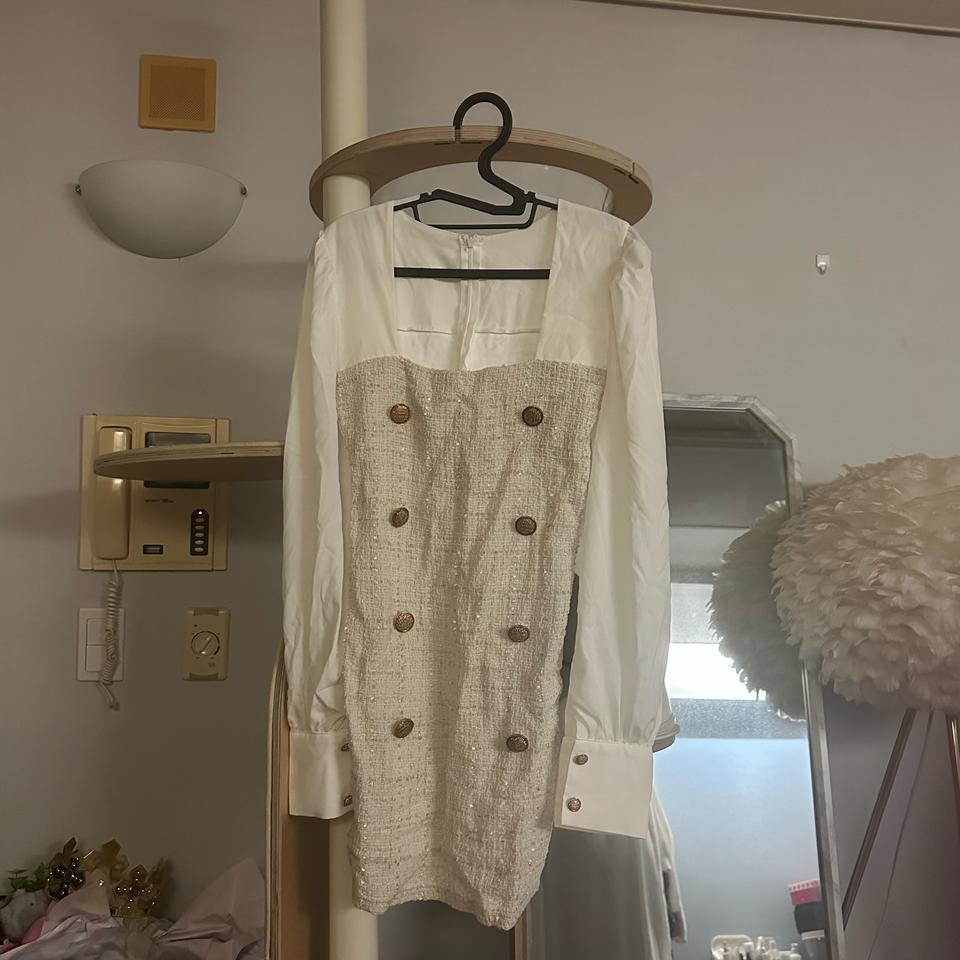 화이트 트위드 원피스