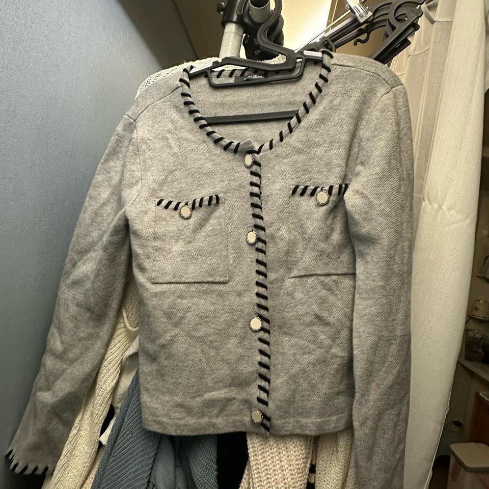 로엠 트위드 스타일 회색 자켓