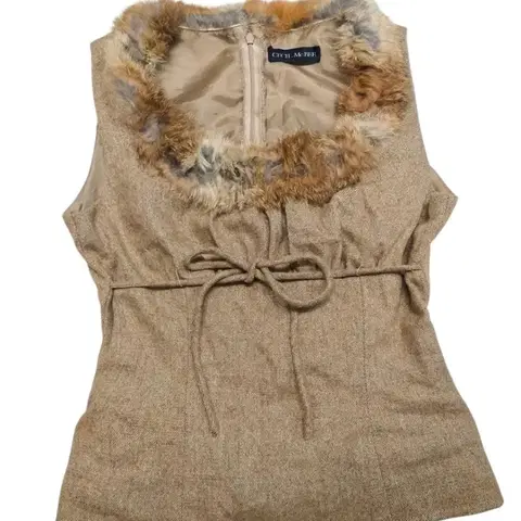 세실맥비 퍼 조끼 뷔스티에 빈티지 베스트 라떼갸루 캐캐체