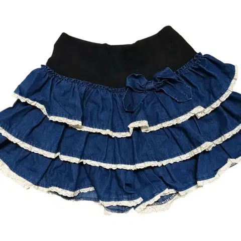 빈티지데님 레이스스커트 리본청치마 달천 캐캐체 핀터