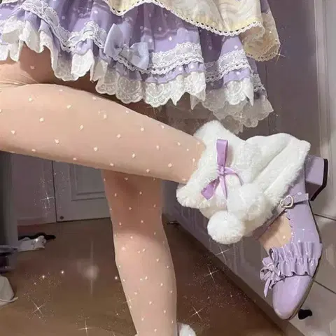 로리타 레그워머 퍼플리본 달천깔 핀터깔 양말