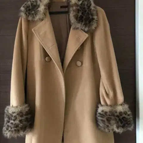 빈티지 호피 더플코트 자켓 오네라떼갸루