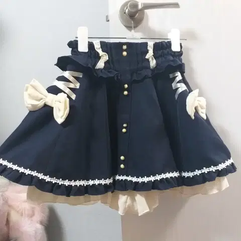 빈티지 리본 프릴 레이스 로리타 스커트 양산형지뢰계 로맨틱갸루 히메 달천