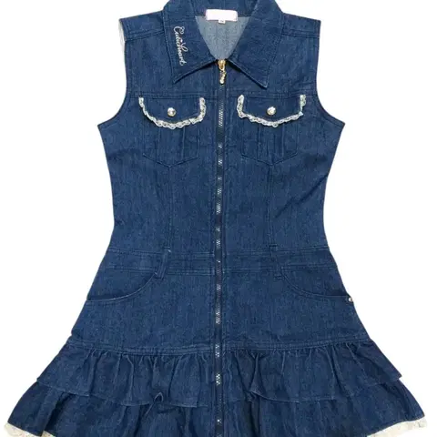 빈티지 데님 캉캉원피스 프릴 레이스치마 베이비돌 달천 캐캐체 히메갸루